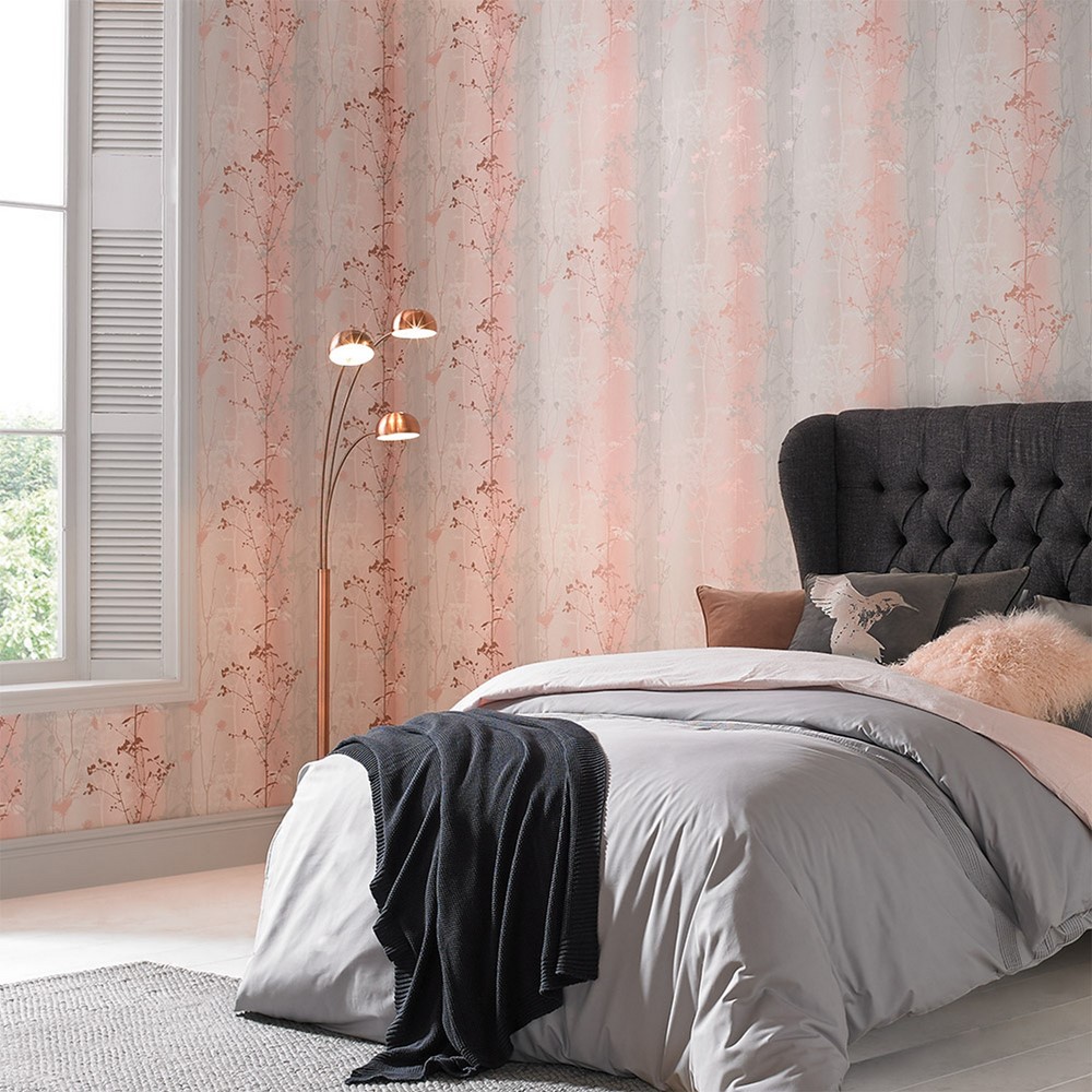 Wildflower Wallpaper 104071 by Graham & Brown in Blush Pink